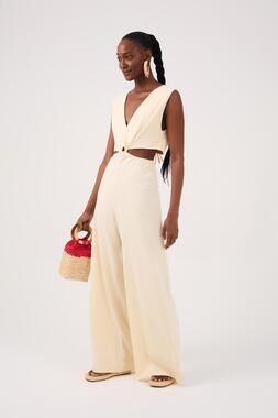 NEW DRESS TO tie back jumpsuit in beige